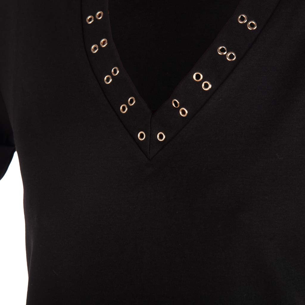 ABITO CORTO DA DONNA LIU JO CON OCCHIELLI DECORATIVI - COL. NERO