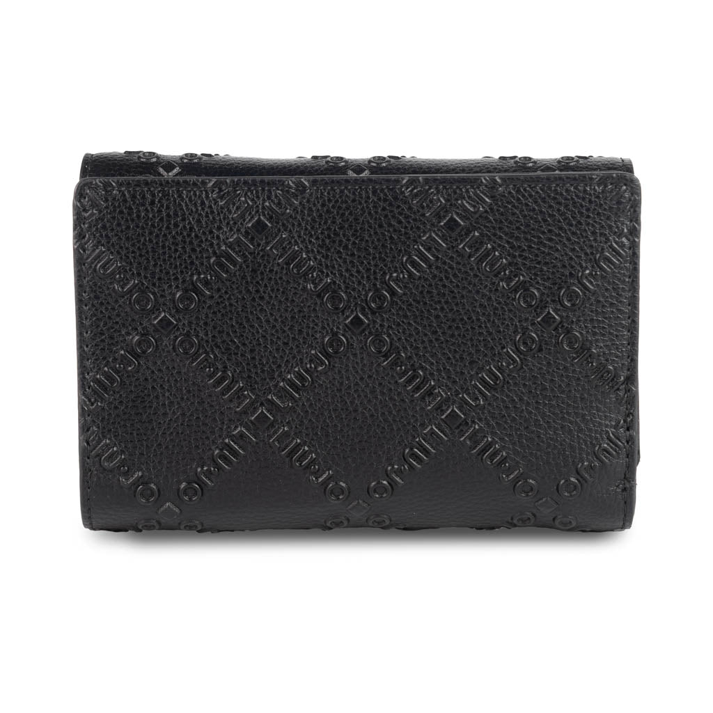 PORTAFOGLIO TRIFOLD DONNA LIU JO IN ECOPELLE LOGATA - COL. NERO