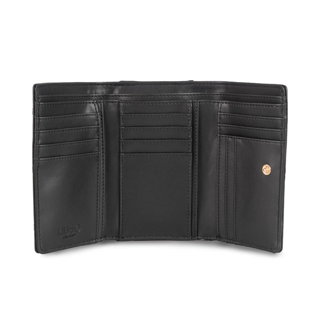 PORTAFOGLIO TRIFOLD DONNA LIU JO IN ECOPELLE LOGATA - COL. NERO