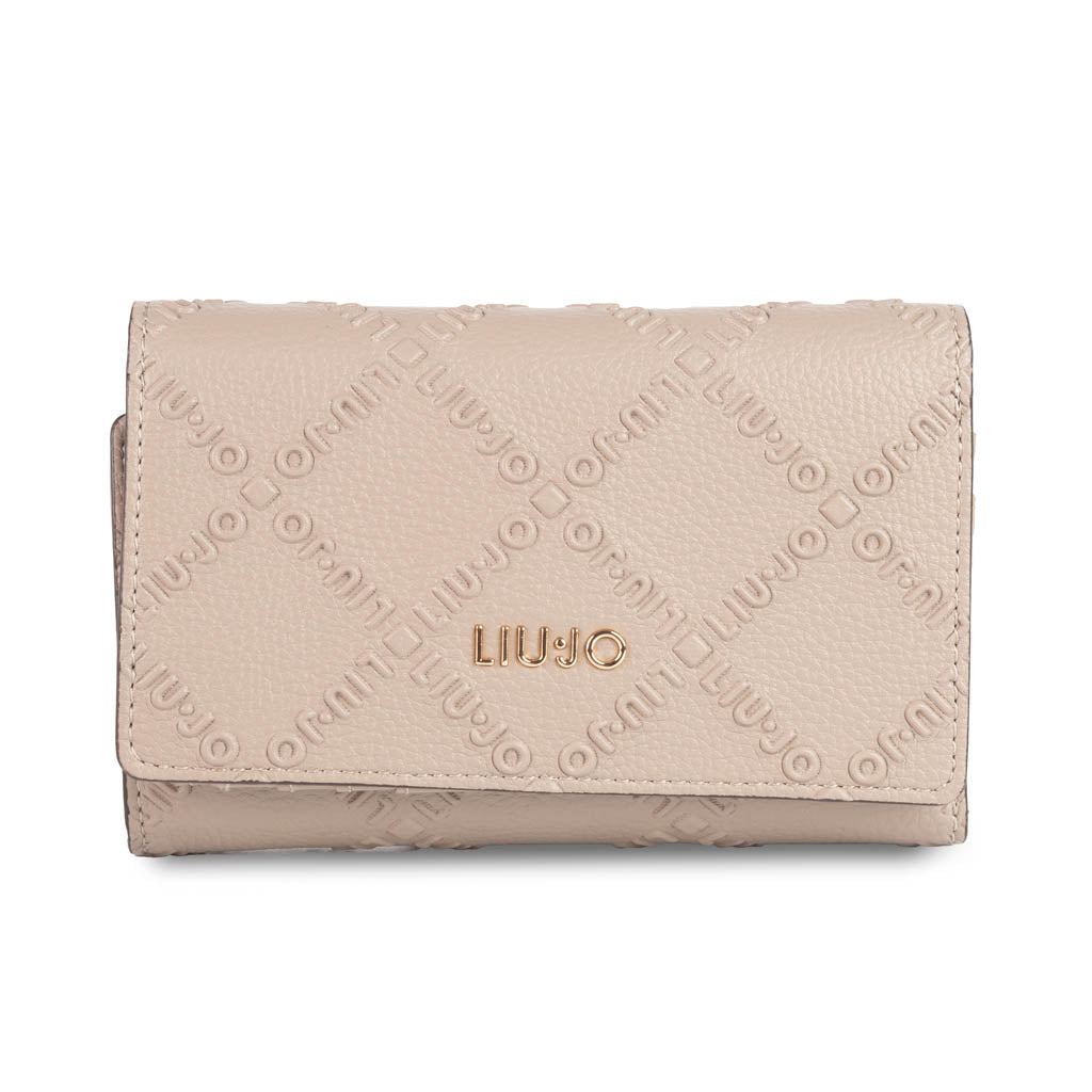 PORTAFOGLIO TRIFOLD DONNA LIU JO IN ECOPELLE LOGATA - COL. DESERT TAUPE