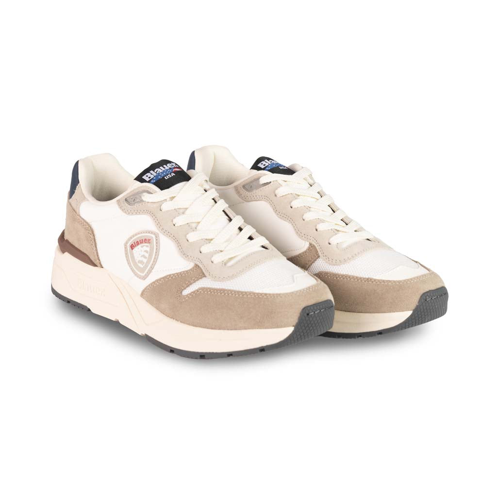 SNEAKERS UOMO BLAUER CON INSERTI IN SUEDE MOD. "RAY" - COL. BEIGE