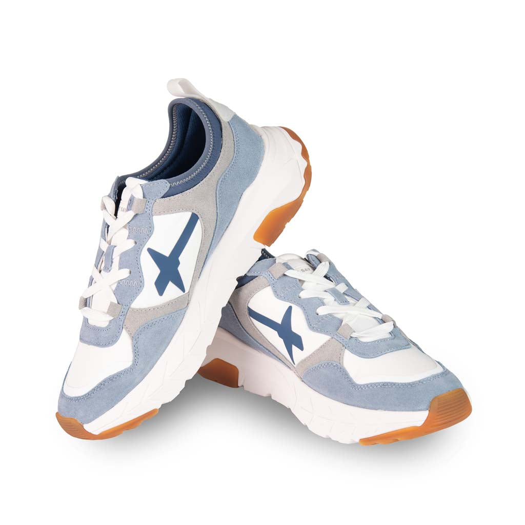 SNEAKERS UOMO W6YZ MOD. "NEXT" IN TESSUTO TECNICO E SUEDE - COL. BLU CIELO/BIANCO