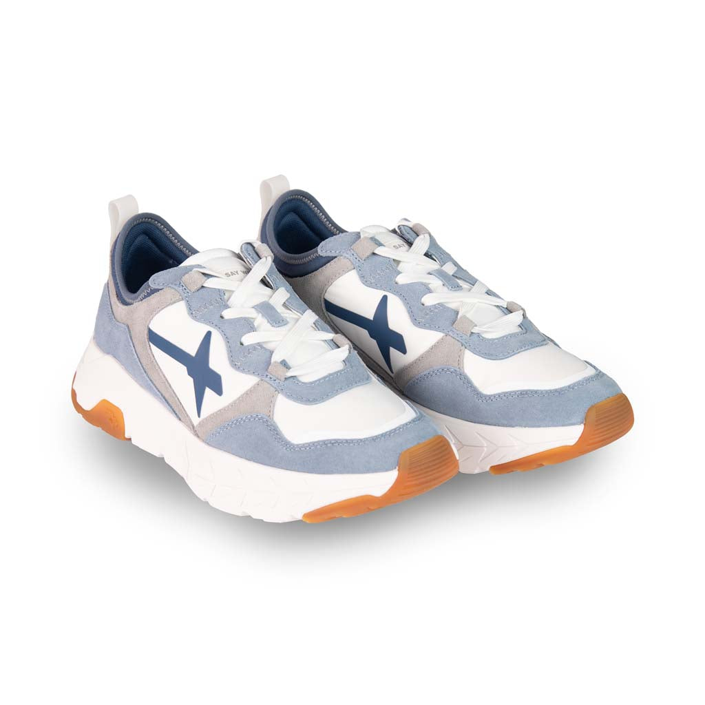 SNEAKERS UOMO W6YZ MOD. "NEXT" IN TESSUTO TECNICO E SUEDE - COL. BLU CIELO/BIANCO