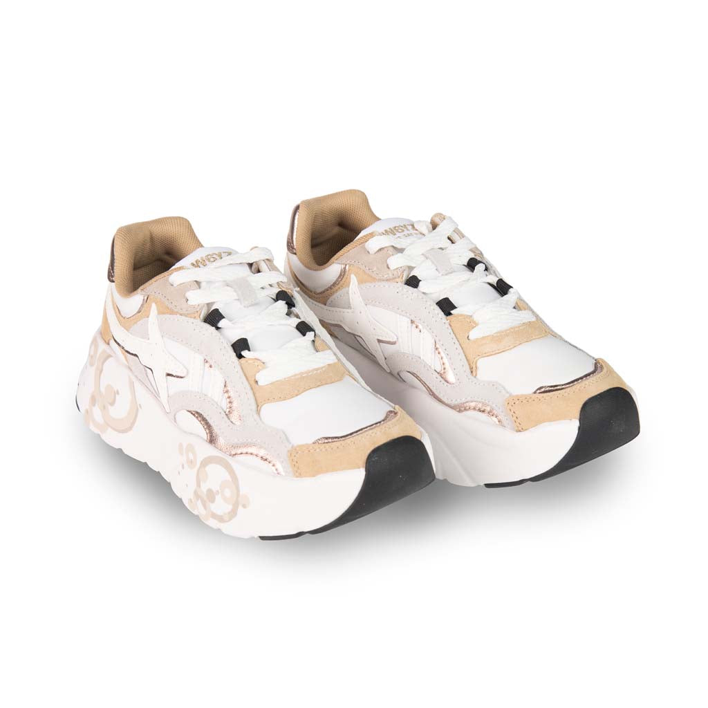 SNEAKERS DONNA W6YZ IN SUEDE E TESSUTO TECNICO - COLORE BIANCO/TORTORA