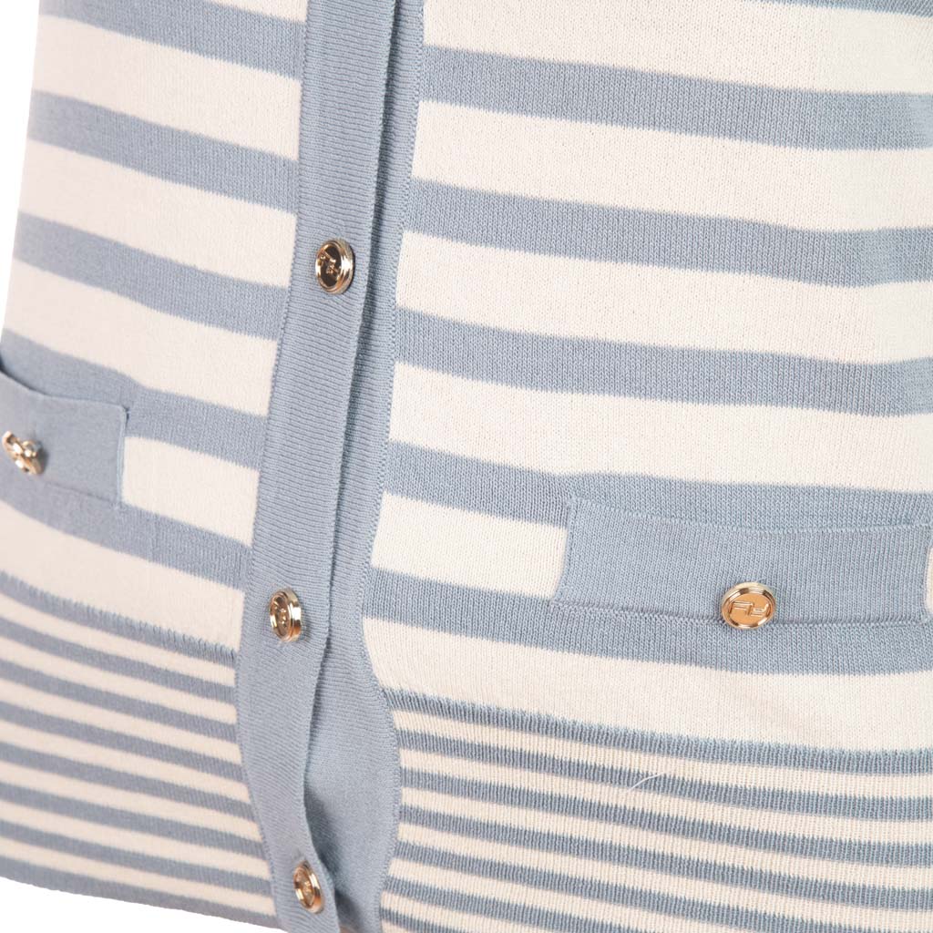 CARDIGAN DONNA ARTIGLI GIROCOLLO CON TASCHE A FILO MOD. "MARINE" - COL. POLVERE / PANNA