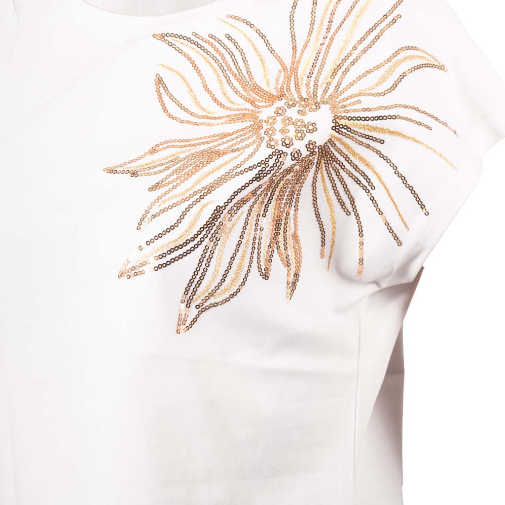 T-SHIRT DONNA ARTIGLI CON APPLICAZIONE - COL. PANNA