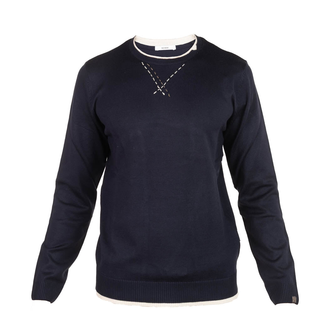 MAGLIONCINO UOMO SEINSE CON RICAMI IN CONTRASTO COLORE - Colori disponibili: 2