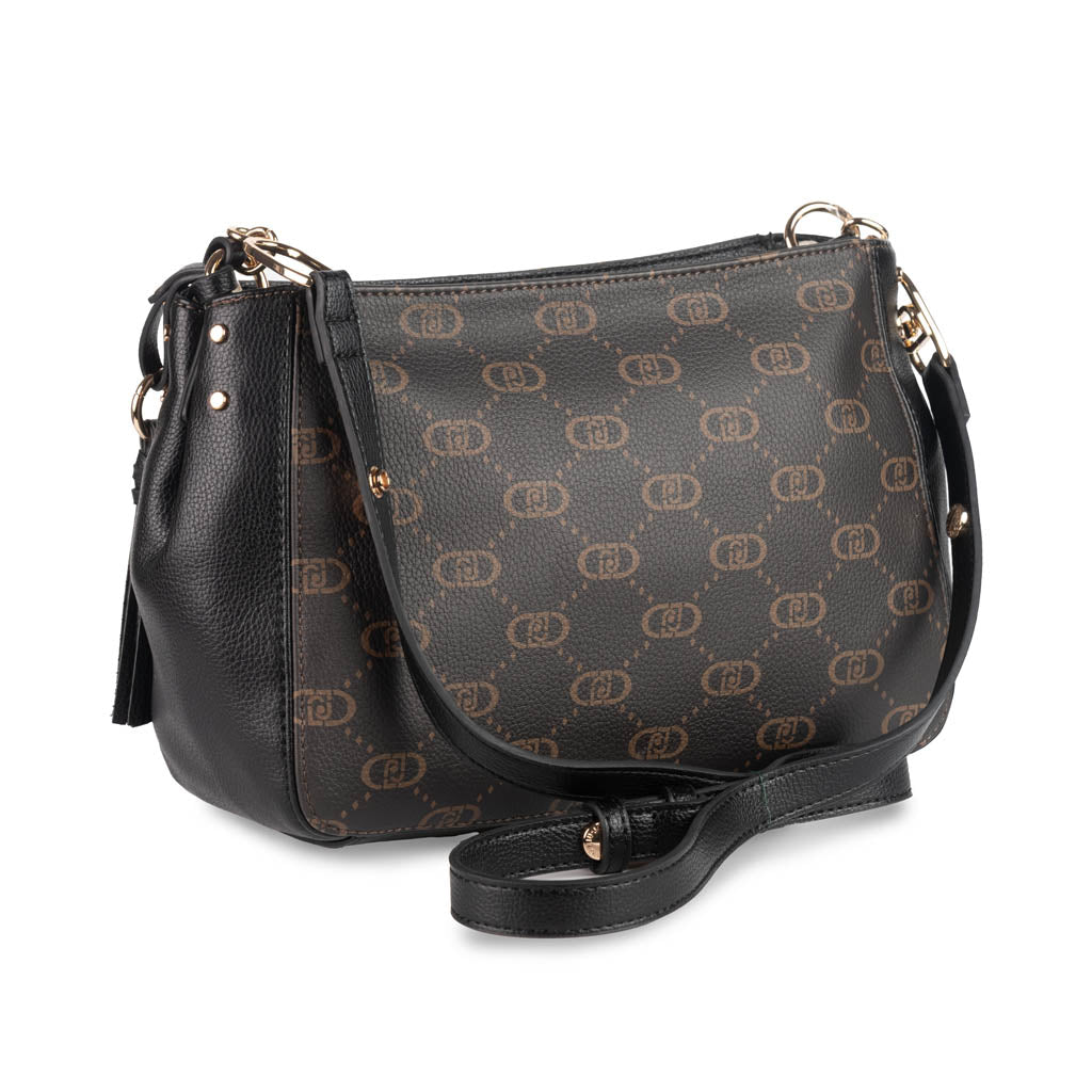 BORSA A SPALLA MEDIA DONNA LIU JO MONOGRAM - COL. NERO