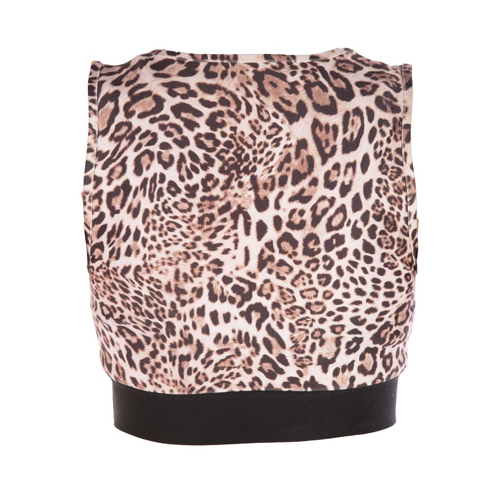TOP CROPPED DONNA GAELLE IN LYCRA CON BANDA ELASTICA - COL. ANIMALIER