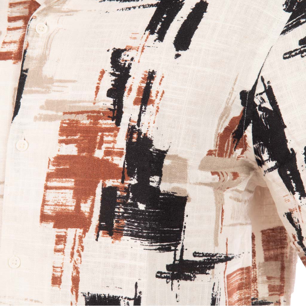 CAMICIA ANTONY MORATO RELAXED STRAIGHT FIT CON STAMPA ASTRATTA - COL. BURRO