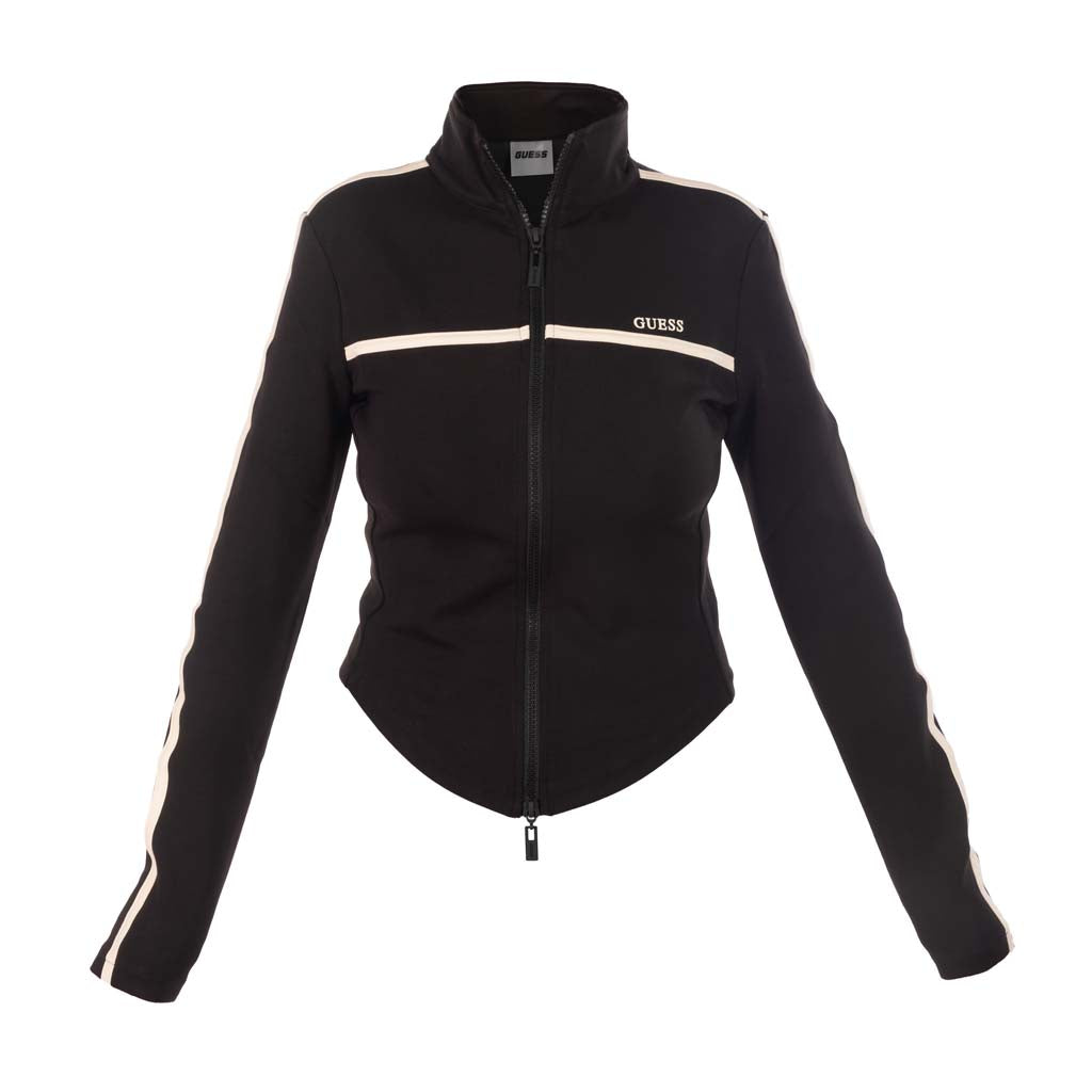 FELPA DONNA GUESS CON ZIP E LOGO - COL. NERO