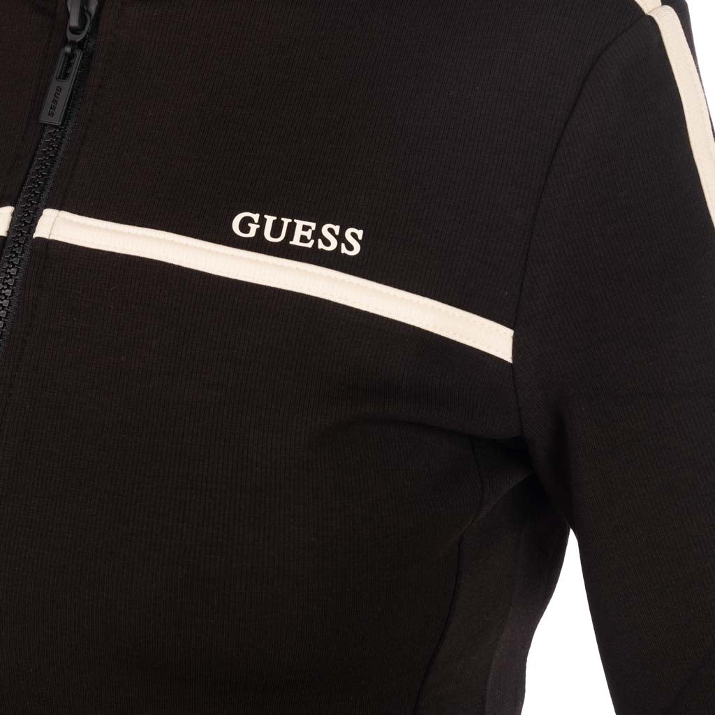 FELPA DONNA GUESS CON ZIP E LOGO - COL. NERO