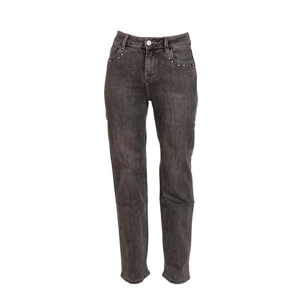 JEANS DONNA GAUDI' EFFETTO USED CON BORCHIE