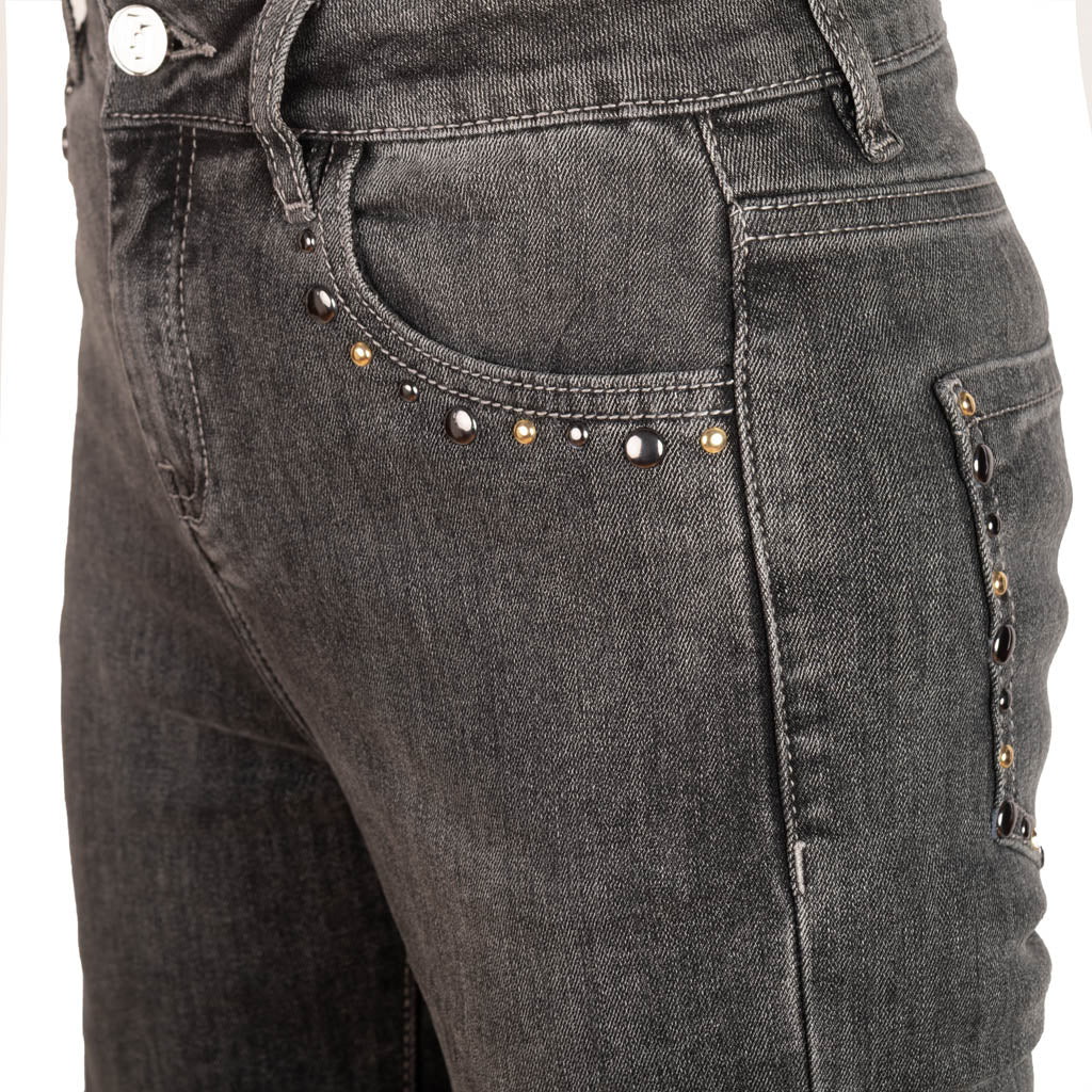 JEANS DONNA GAUDI' EFFETTO USED CON BORCHIE