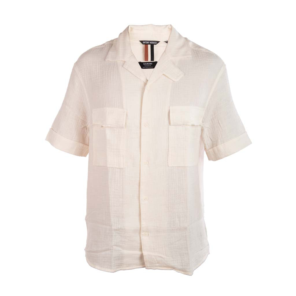 CAMICIA ANTONY MORATO IN COTONE A MANICHE CORTE - COL. BURRO