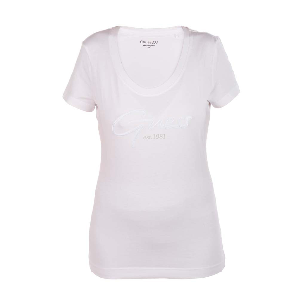 T-SHIRT DONNA GUESS CON LOGO FRONTALE RICAMATO - Colori disponibili: 3