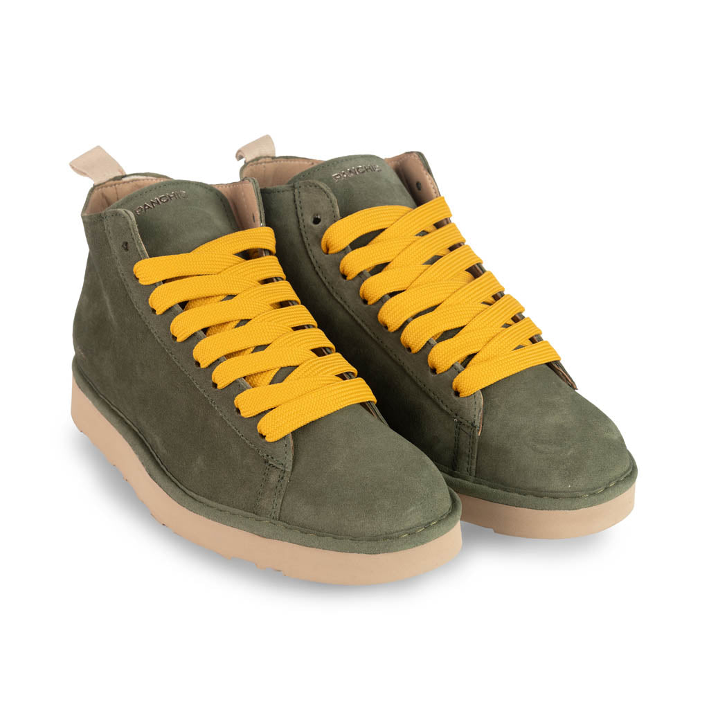 POLACCHINO UOMO PANCHIC IN CAMOSCIO - COL. MILITARE / GIALLO