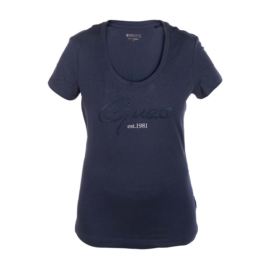 T-SHIRT DONNA GUESS CON LOGO FRONTALE RICAMATO - Colori disponibili: 3