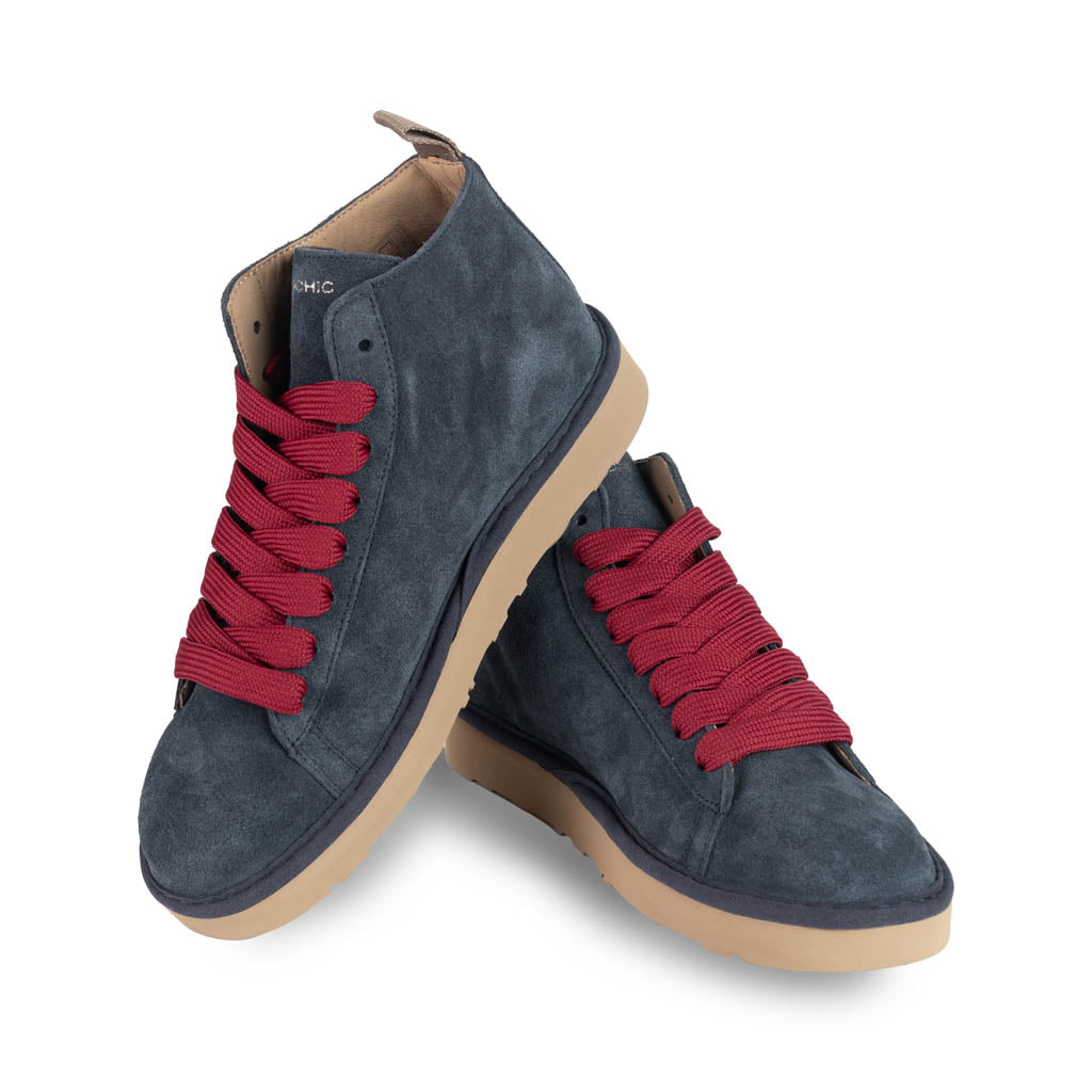 POLACCHINO UOMO PANCHIC IN CAMOSCIO - COL. COBALTO / BIKING RED