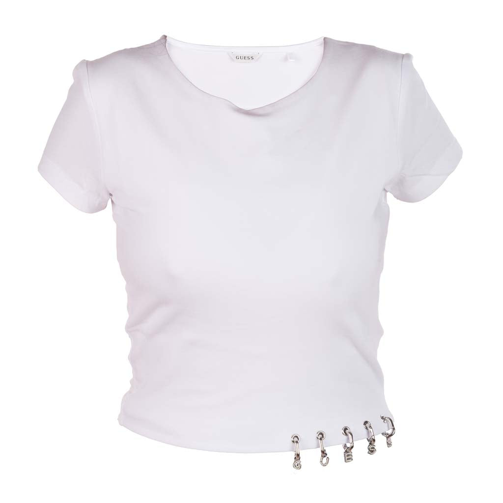 TOP CROPPED DONNA GUESS IN MAGLIA CON DETTAGLI GIOIELLO - Colori disponibili: 2
