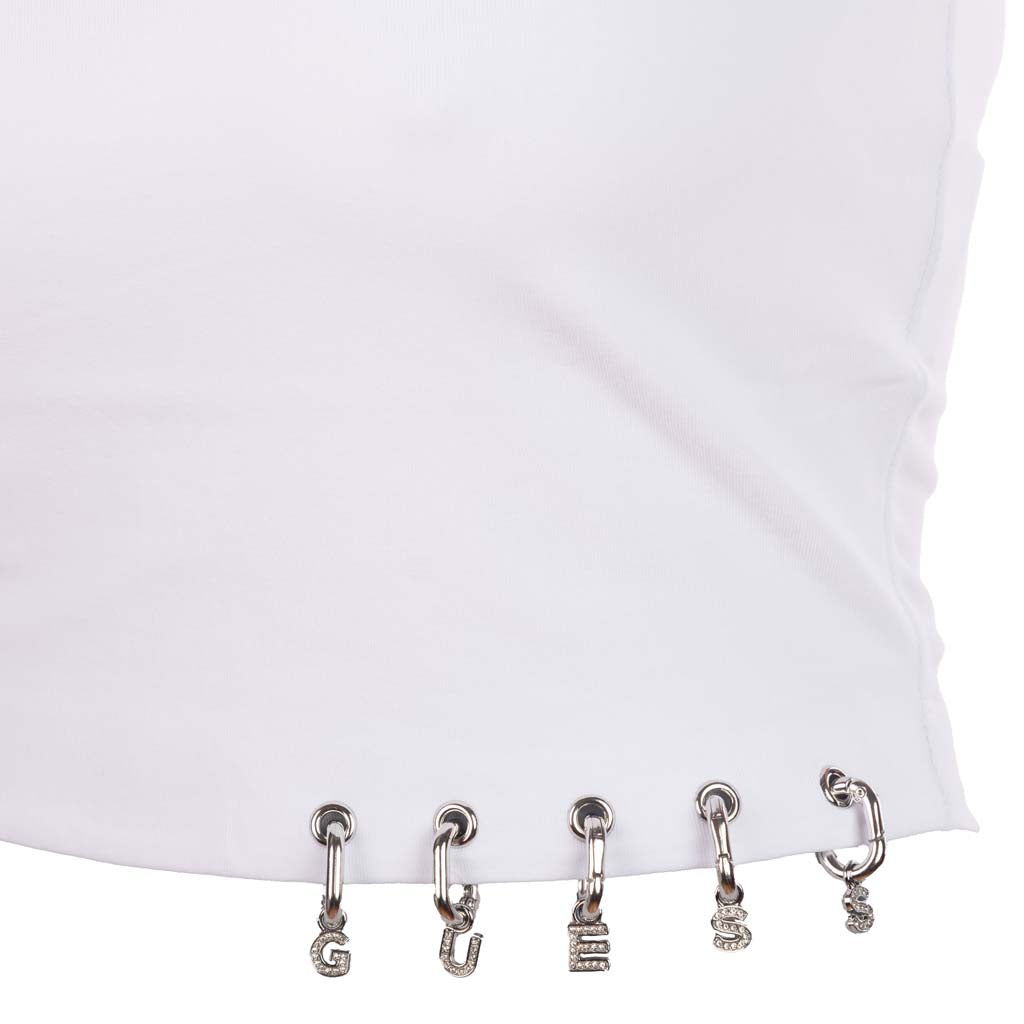 TOP CROPPED DONNA GUESS IN MAGLIA CON DETTAGLI GIOIELLO - Colori disponibili: 2