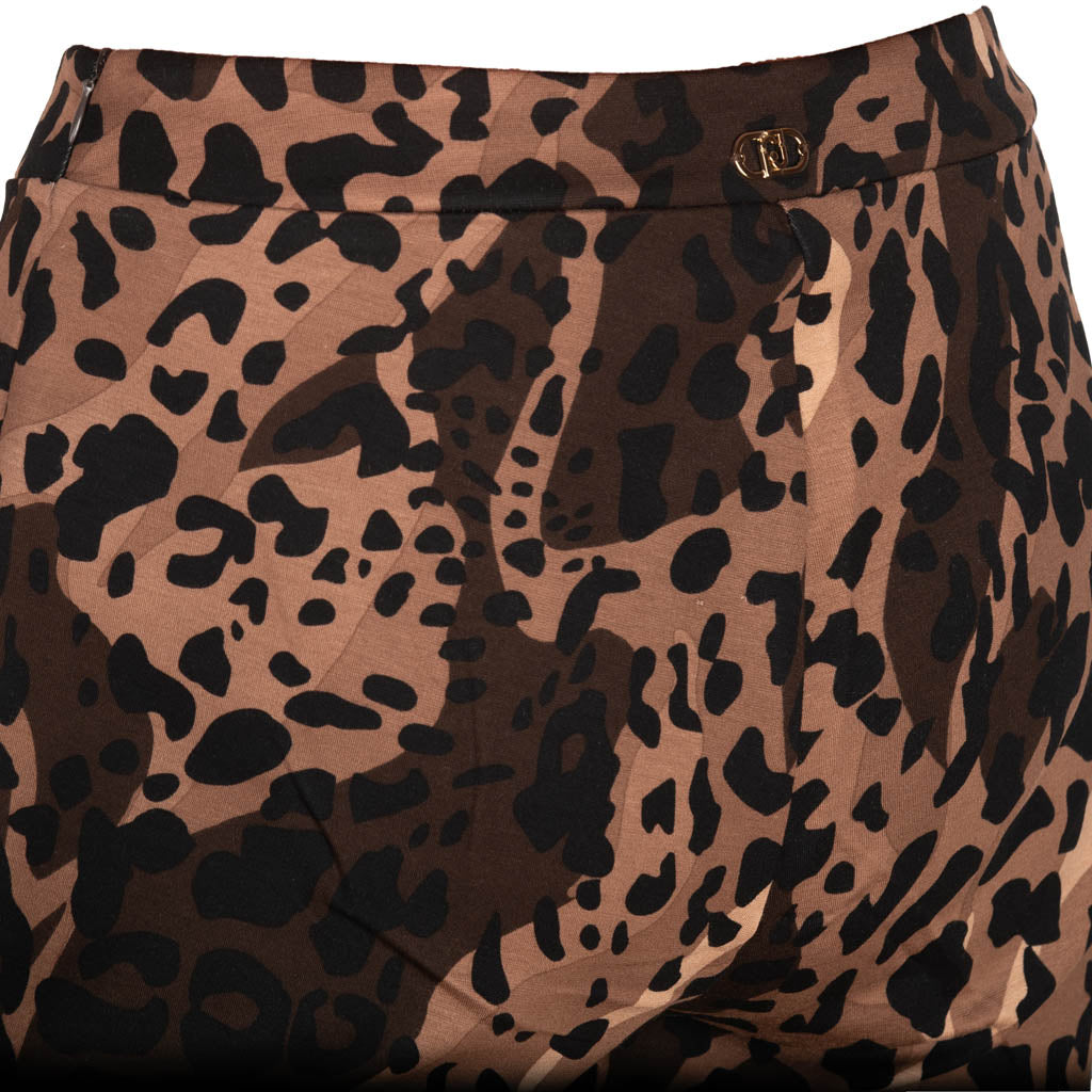 PANTALONI DONNA LIU JO BETTER CON STAMPA ANIMALIER - COL. CIOCCOLATO