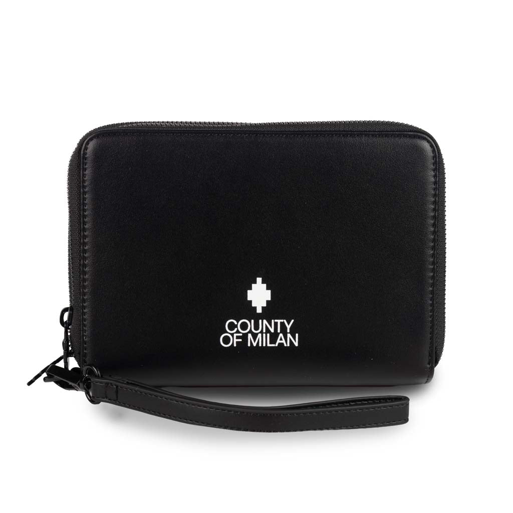 POCHETTE UOMO COUNTY OF MILAN IN ECOPELLE CON LOGO - COL. NERO