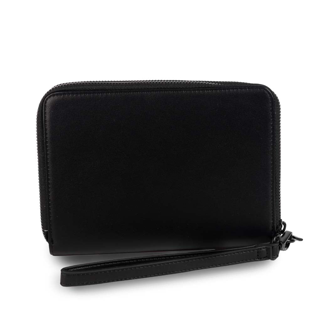 POCHETTE UOMO COUNTY OF MILAN IN ECOPELLE CON STAMPA - NERO / RED WINGS