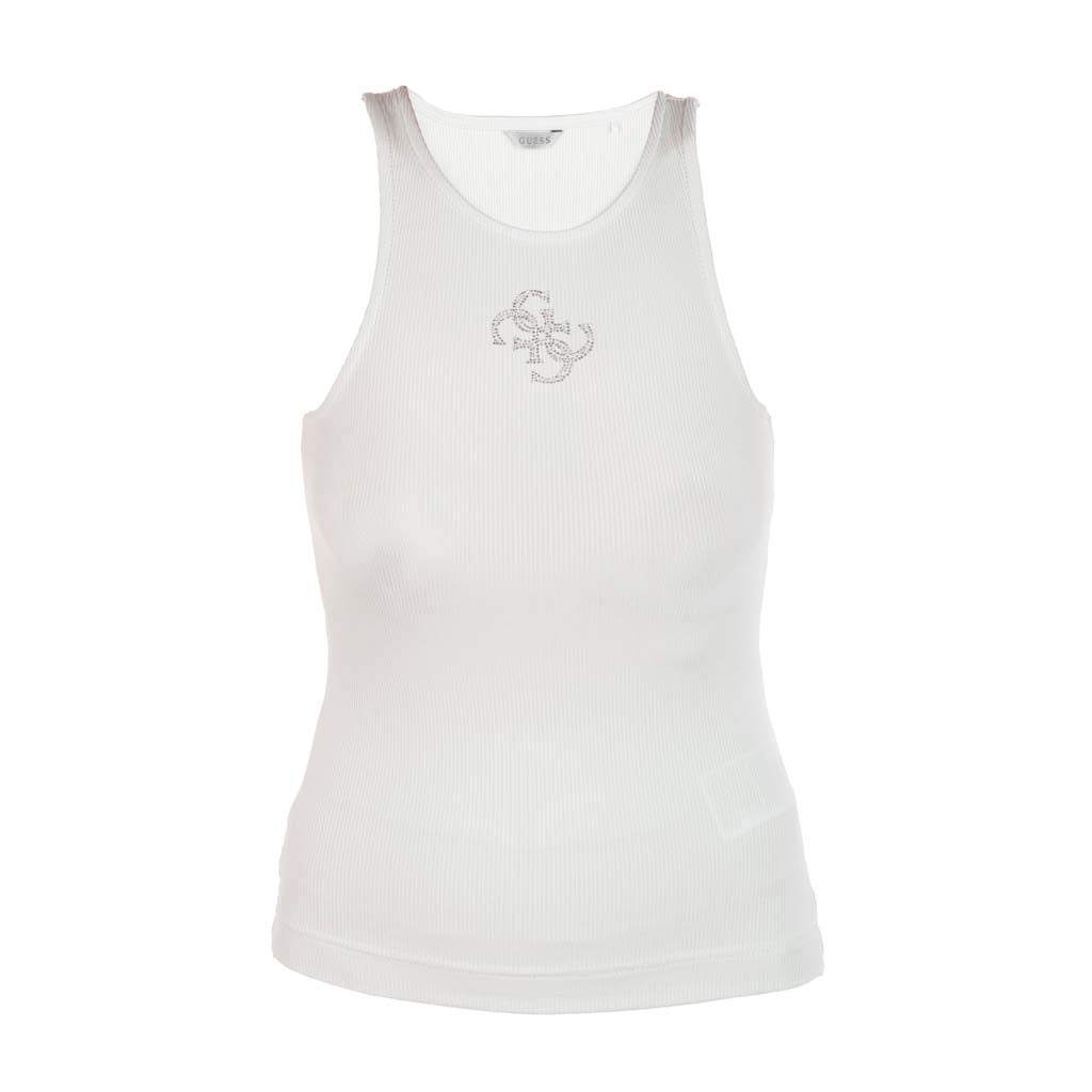 TOP DONNA GUESS A COSTINE CON LOGO IN STRASS - Colori disponibili: 2