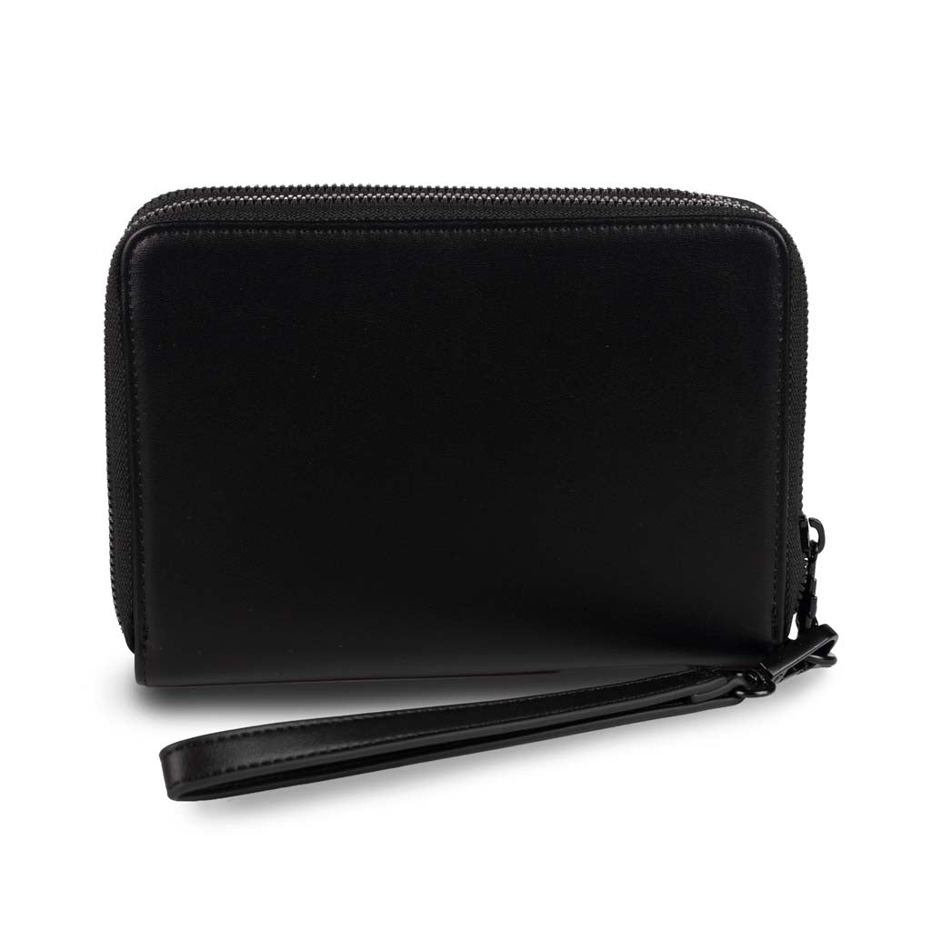 POCHETTE UOMO COUNTY OF MILAN IN ECOPELLE CON STAMPA - NERO / ROYAL WINGS