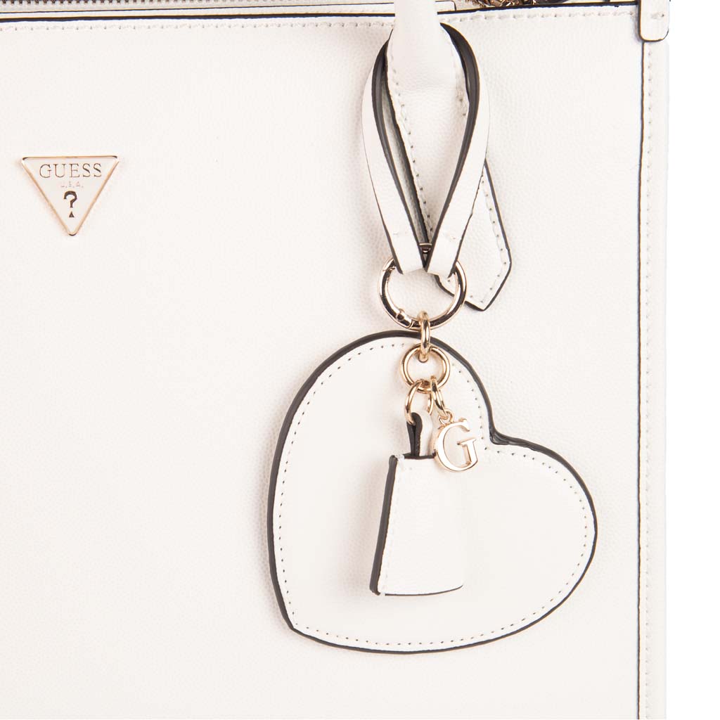 BORSA A MANO DONNA GUESS CON CHARM CUORE - COL. BIANCO
