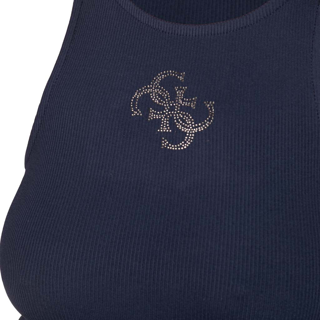 TOP DONNA GUESS A COSTINE CON LOGO IN STRASS - Colori disponibili: 2