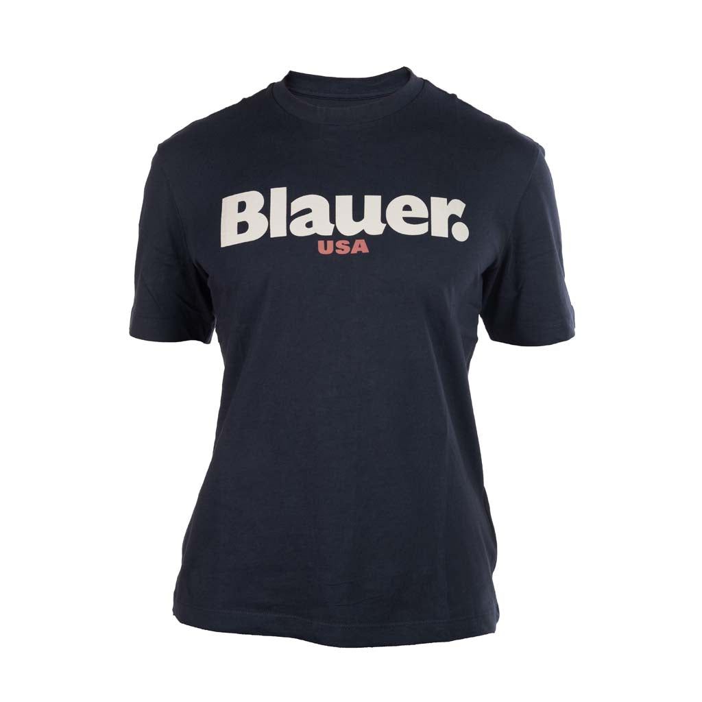 T-SHIRT UOMO BLAUER CON STAMPA LOGO FRONTALE A CONTRASTO - Colori disponibili: 4
