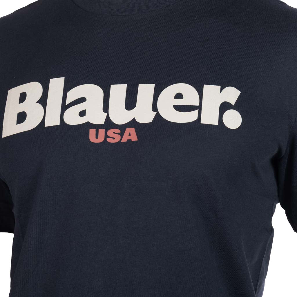 T-SHIRT UOMO BLAUER CON STAMPA LOGO FRONTALE A CONTRASTO - Colori disponibili: 4