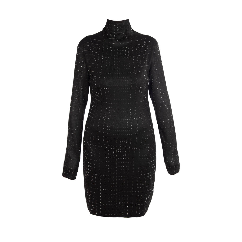 ABITO DONNA GAUDì CON COLLO ALTO E STRASS - Colori disponibili: 2