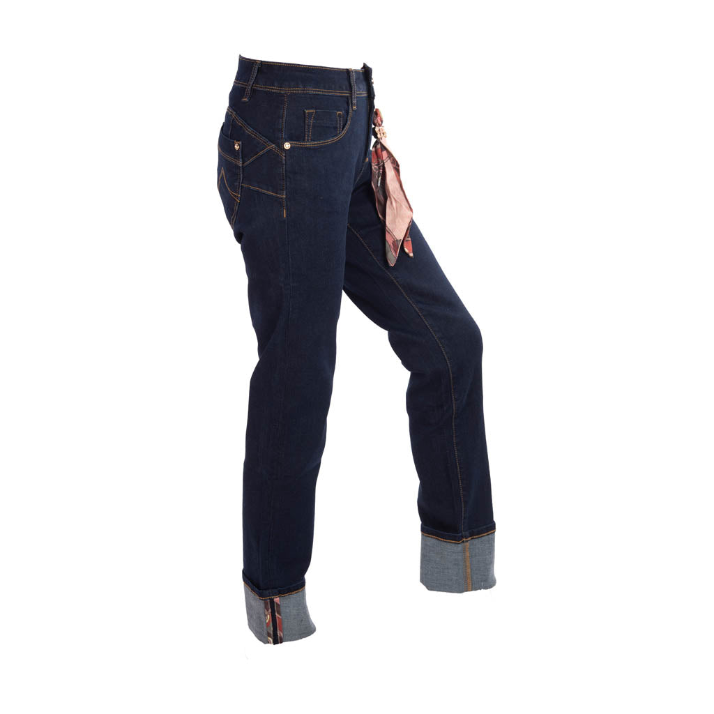 JEANS DONNA GAUDì SKINNY FIT CON FOULARD - COL- BLU DENIM