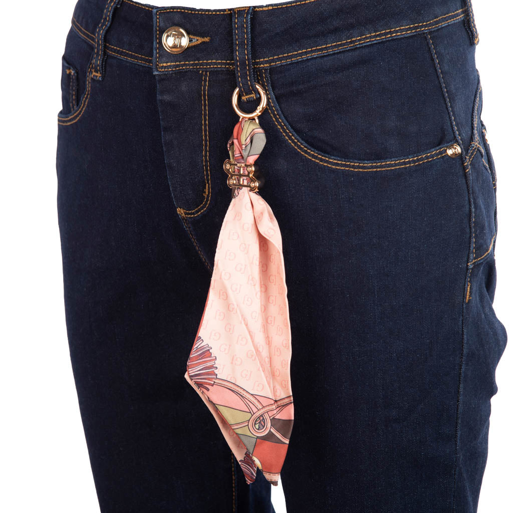 JEANS DONNA GAUDì SKINNY FIT CON FOULARD - COL- BLU DENIM