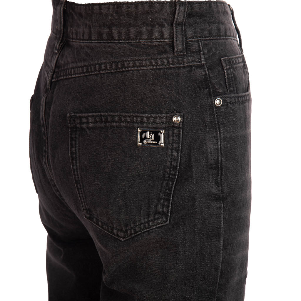 JEANS DONNA GAUDì STRAIGHT FIT CON RISVOLTO ANIMALIER - COL. NERO