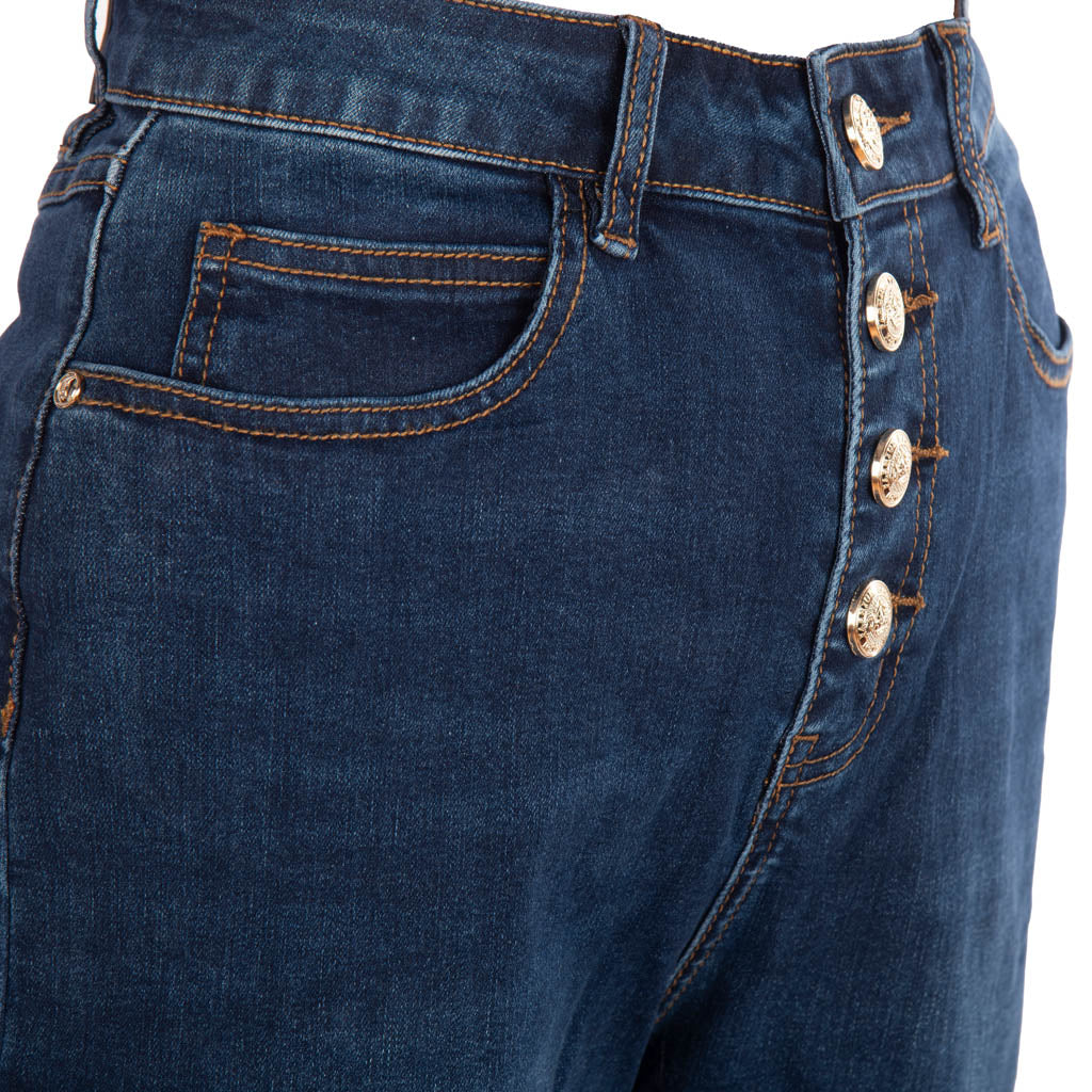 JEANS DONNA GAUDì A VITA ALTA CON BOTTONI - COL. BLU DENIM