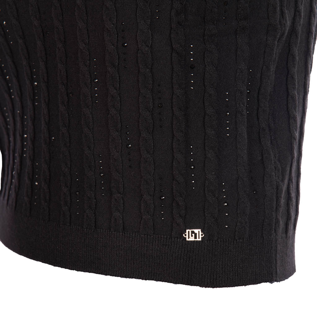 TOP DONNA GAUDì IN MAGLIA A TRECCE CON STRASS - Colori disponibili: 3