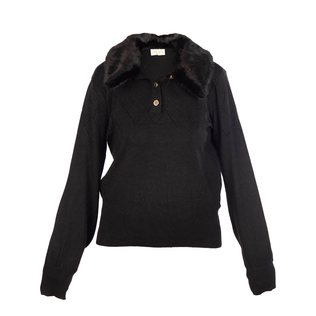 POLO DONNA GAUDì CON COLLETTO IN PELLICCIA SINTETICA - Colori disponibili: 2