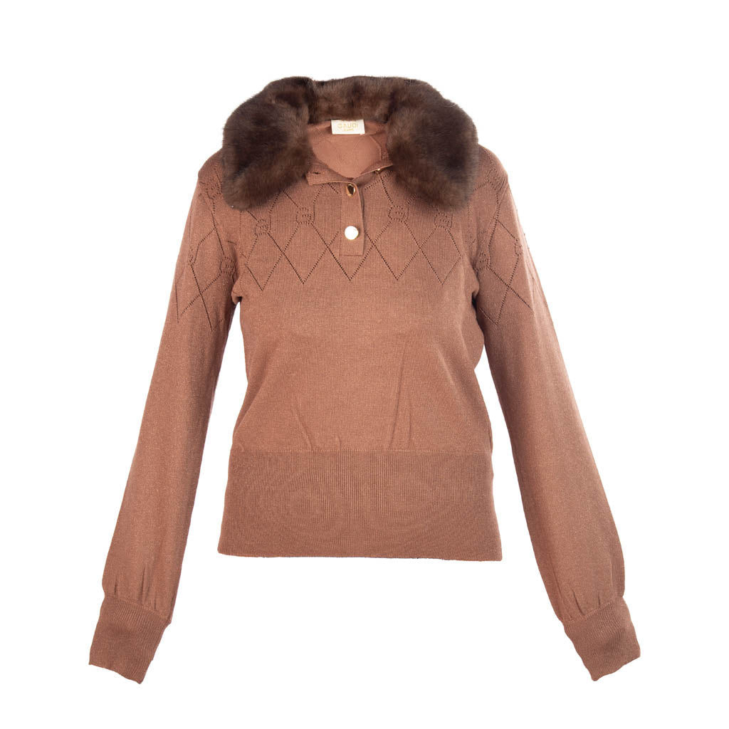 POLO DONNA GAUDì CON COLLETTO IN PELLICCIA SINTETICA - Colori disponibili: 2