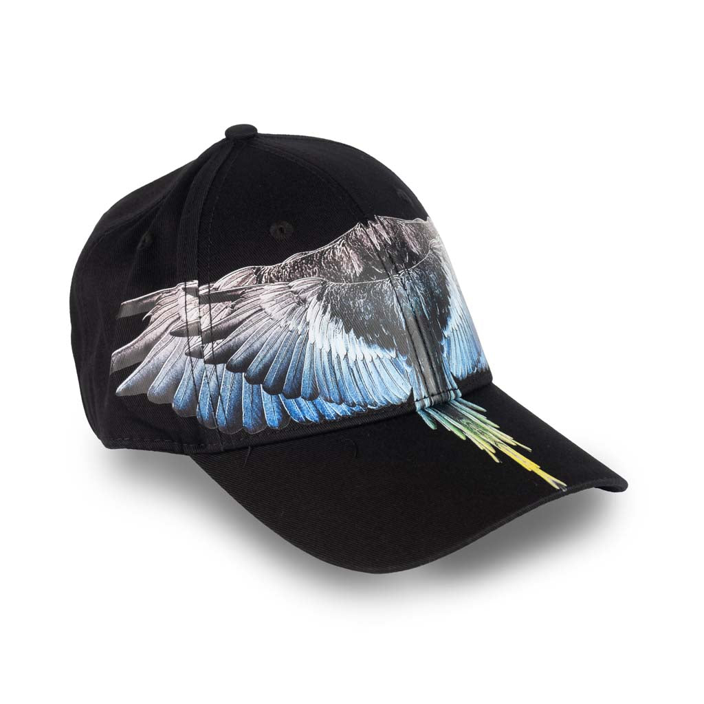 CAPPELLINO UOMO COUNTY OF MILAN CON VISIERA E STAMPA - COL. NERO / ROYAL WINGS