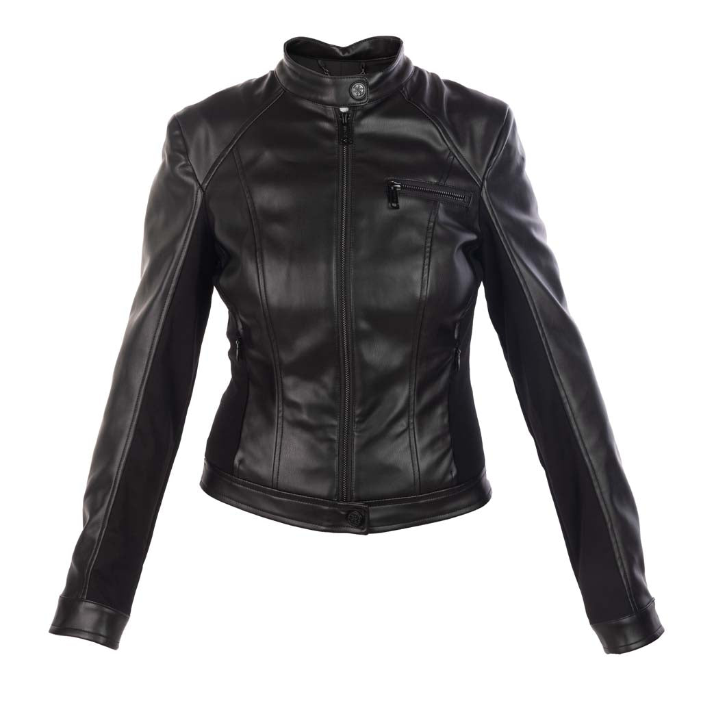 GIACCA BIKER DONNA GUESS IN FINTA PELLE - COL. NERO