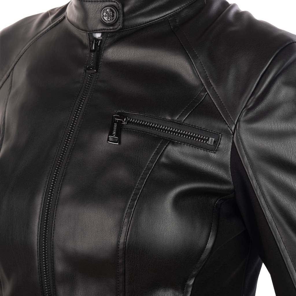 GIACCA BIKER DONNA GUESS IN FINTA PELLE - COL. NERO