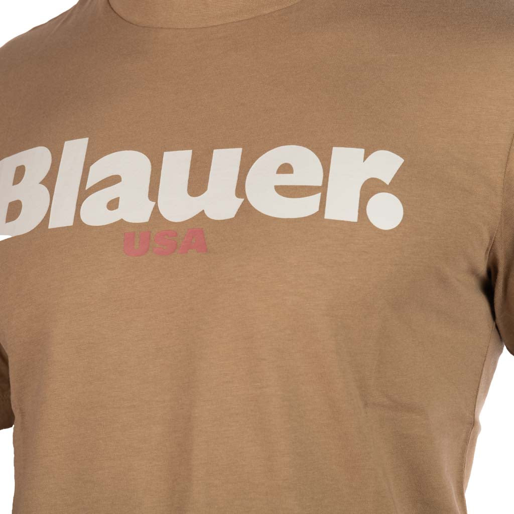 T-SHIRT UOMO BLAUER CON STAMPA LOGO FRONTALE A CONTRASTO - Colori disponibili: 4