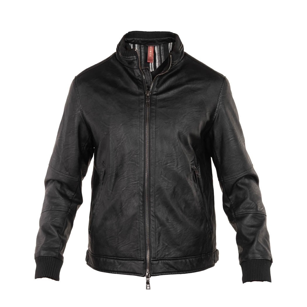 GIUBBOTTO BIKER UOMO SEINSE IN ECOPELLE - COL. NERO