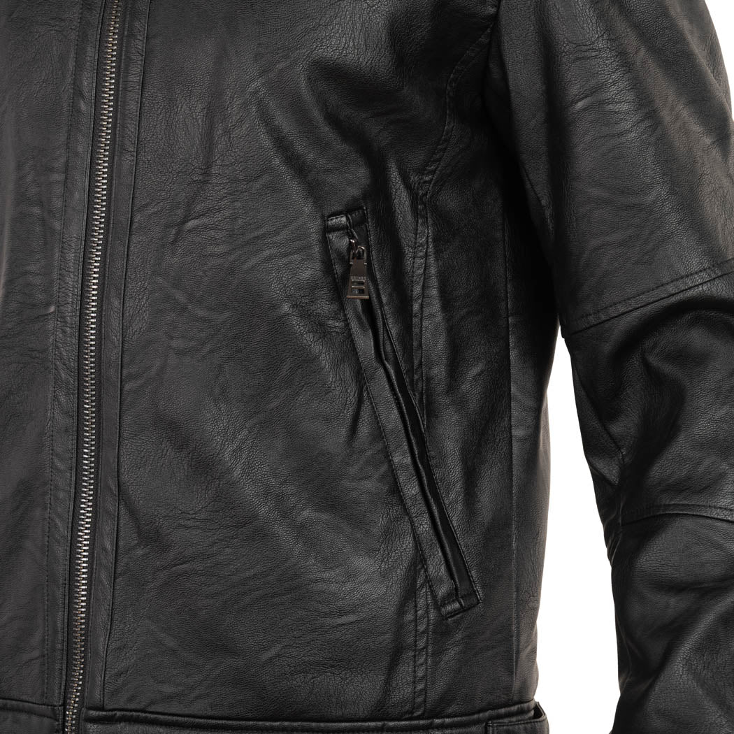 GIUBBOTTO BIKER UOMO SEINSE IN ECOPELLE - COL. NERO