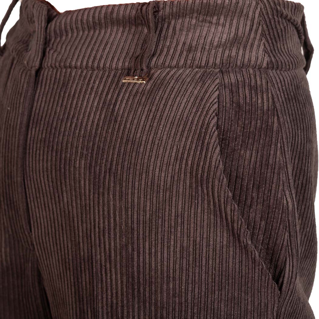 PANTALONE DONNA ARTIGLI IN VELLUTO A COSTE - COL. CIOCCOLATO