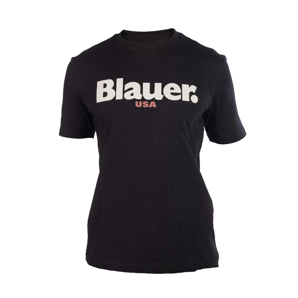 T-SHIRT UOMO BLAUER CON STAMPA LOGO FRONTALE A CONTRASTO - Colori disponibili: 4